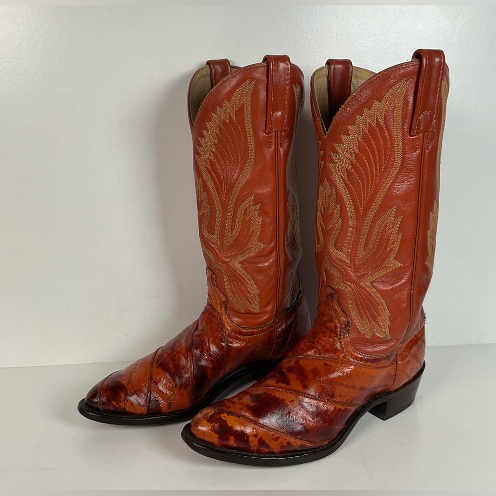 Vintage J. Chisholm Eel Skin Cowboy Boots | Exotic | USA Made | Men’s 8.5 D